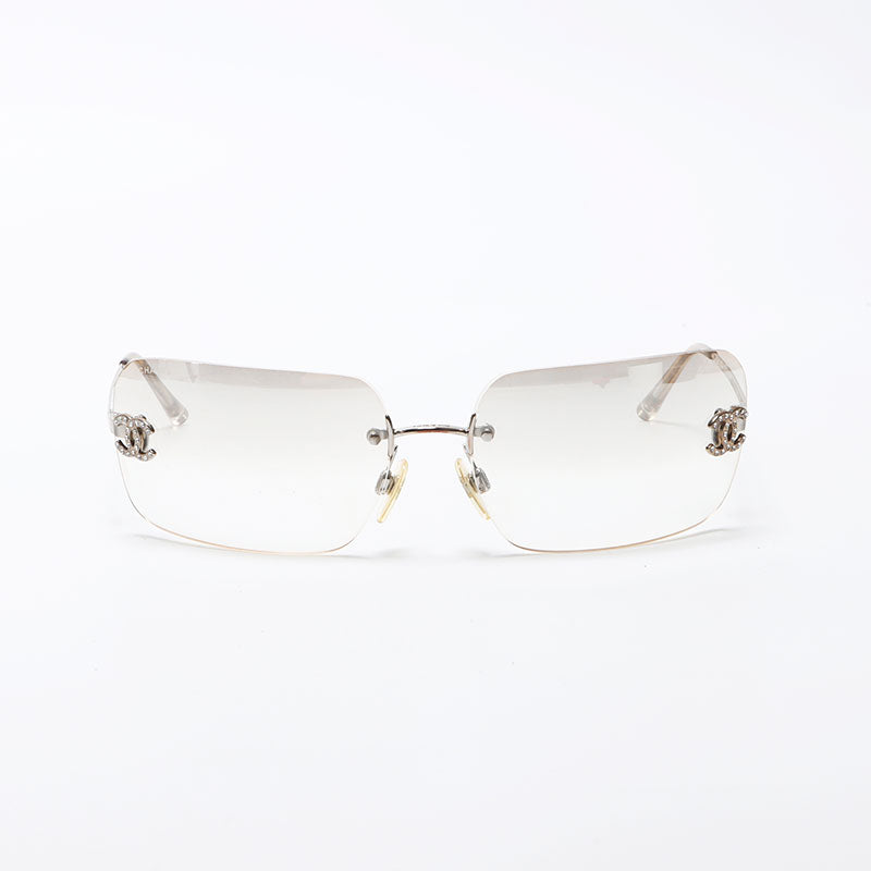 シャネル CHANEL ココマーク クリア ラインストーン リムレス