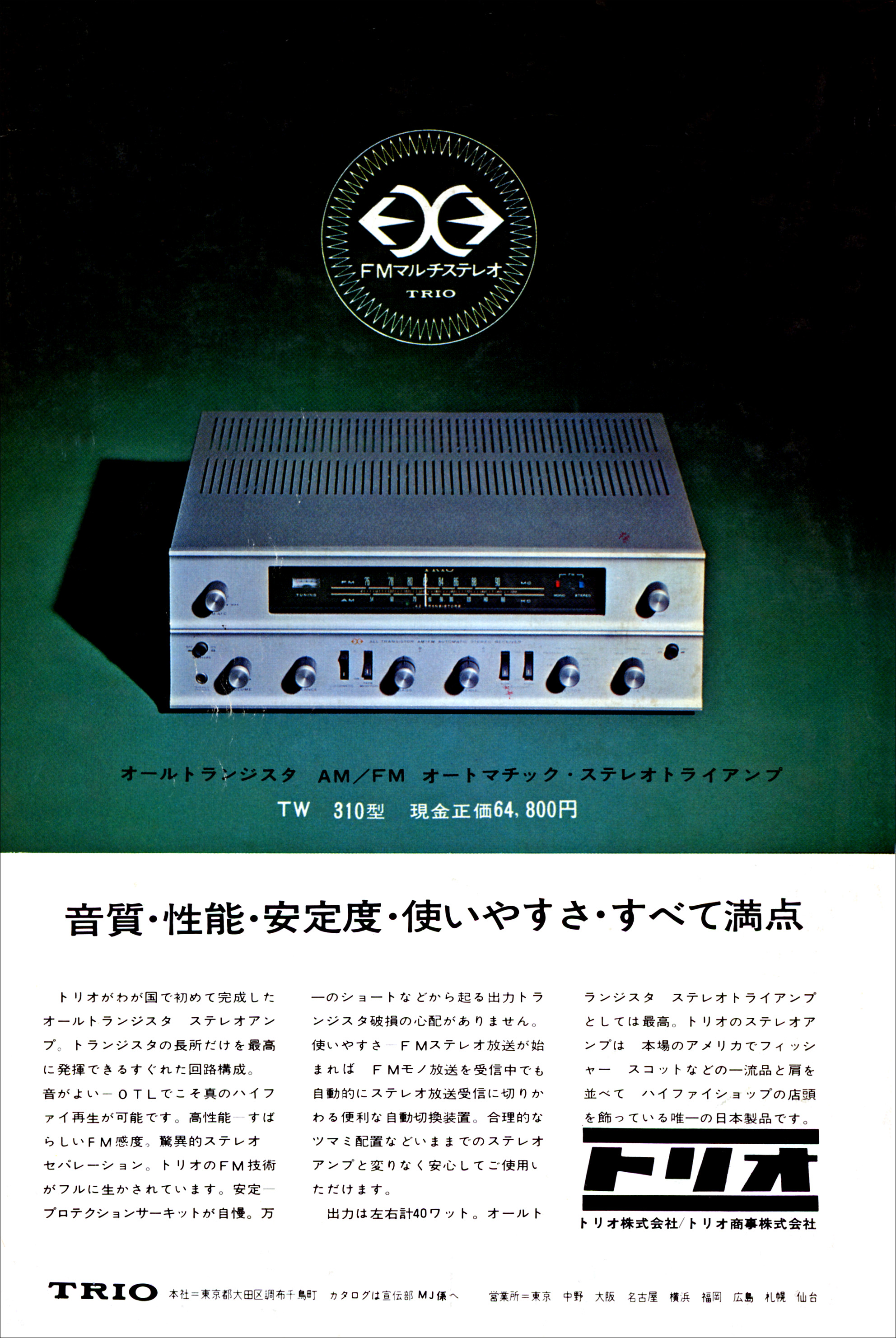 TRIO TW-510 AM/FMステレオレシーバー TRIO TW-510 AM/FMステレオ