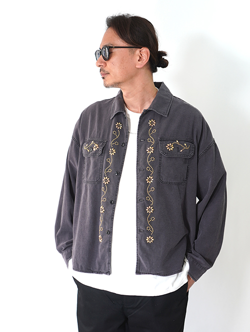 REMI RELIEF WIDE MILITARY SHIRT(前立て：花茎スタッズ) Vintage