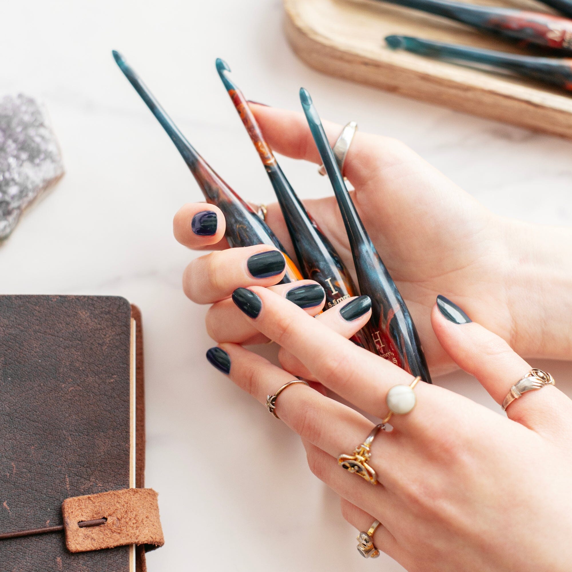 Limited Edition Nebula Streamline Resin Galaxy Crochet Hook