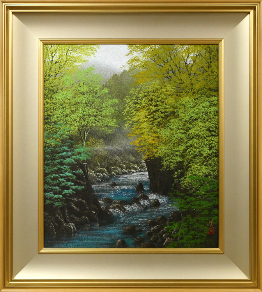 清水規「錦雲渓緑彩」日本画・F10号 絵画買取・販売の小竹美術