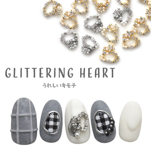 2個入 ハート ジルコニア製 ジュエリー パール クリスタル ネイル