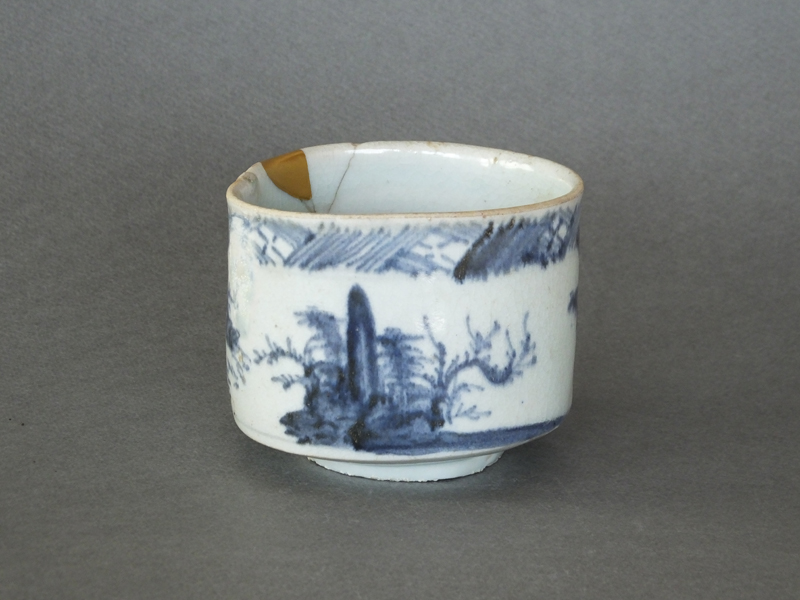 古伊万里 染付 五三の桐文様 筒茶碗 火入れ 古美術 古道具 アンティーク