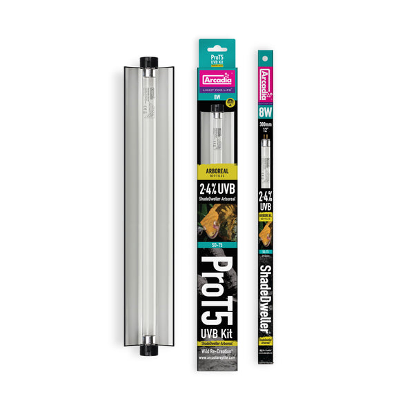 Arcadia Reptile Pro T5 UVB Kit, Shade-Dweller, 2.4% UVB, Arboreal