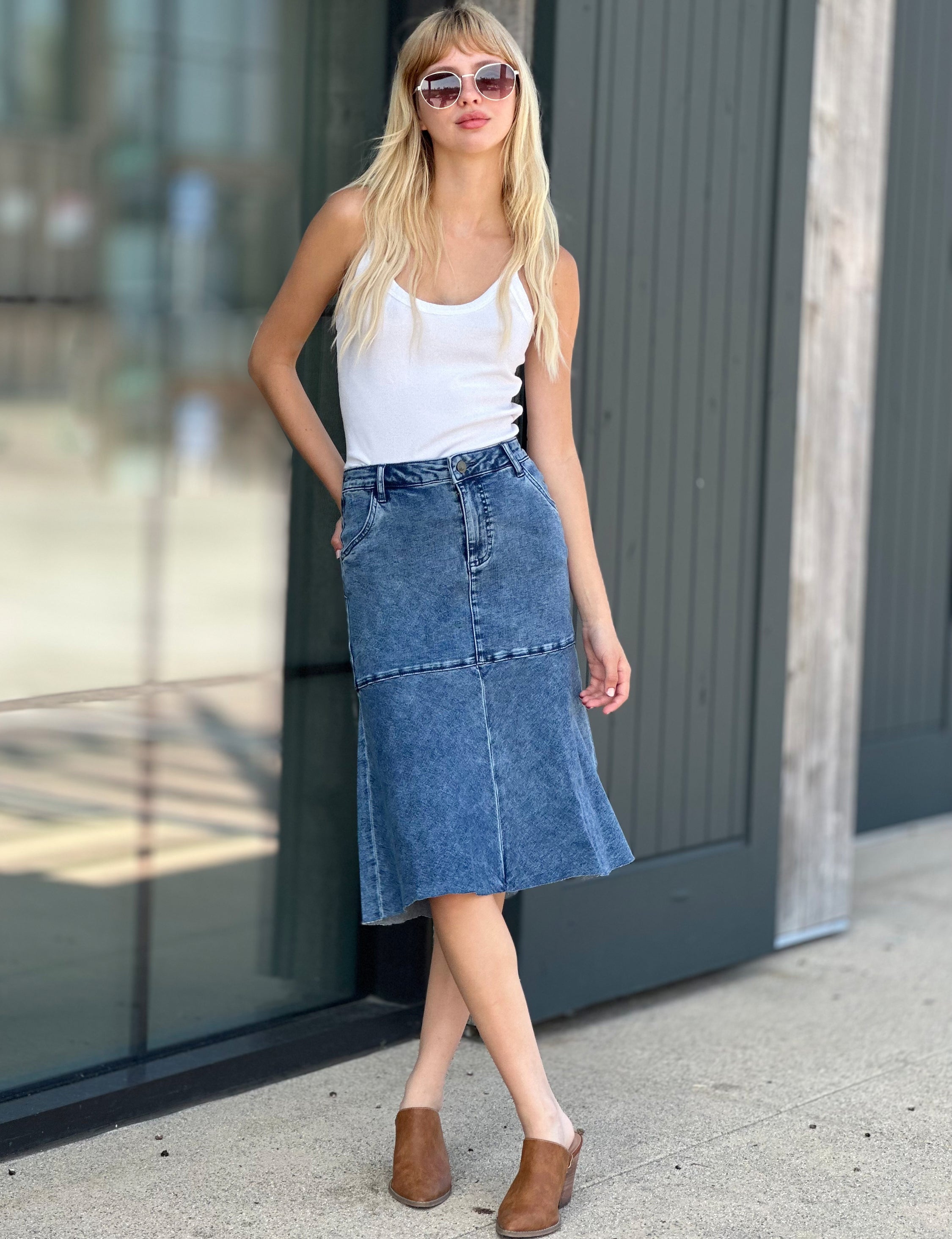 Women's Trumpet Denim Skirt – Wash Lab – washlabshop