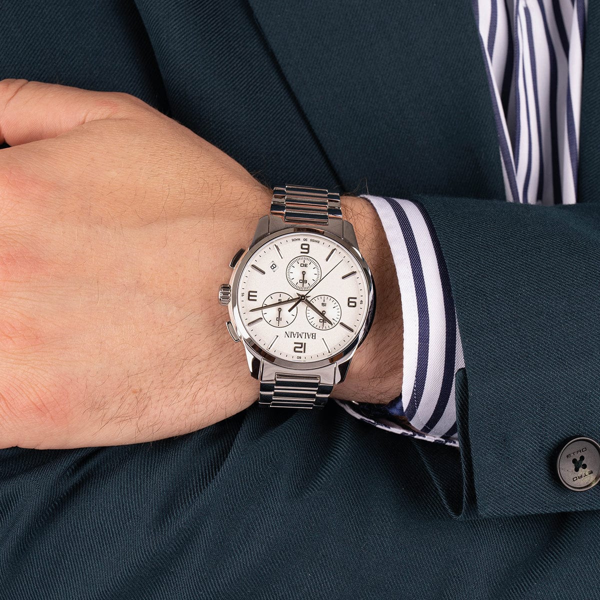 Balmain Madrigal 42mm Chronograph Silver Dial Men's Watch