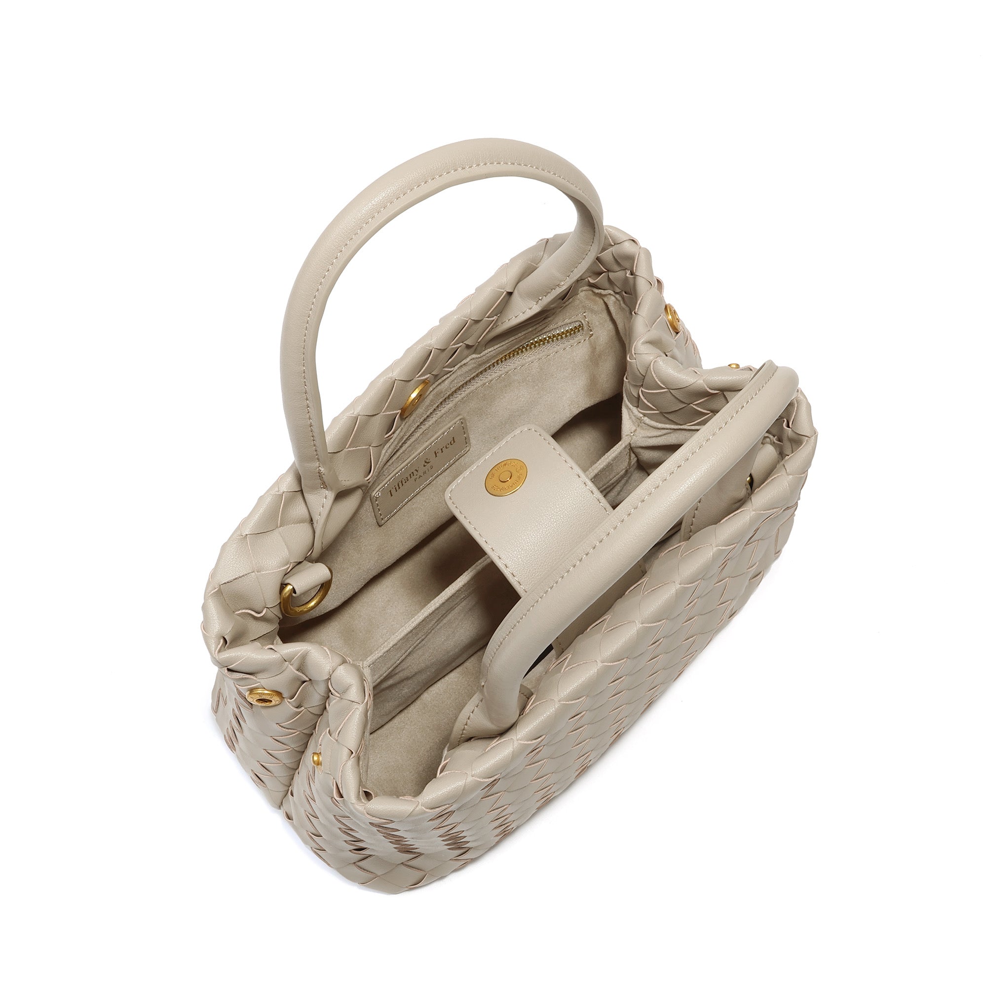 Woven Leather Structured Tote with Top Handles – Tiffany & Fred Paris