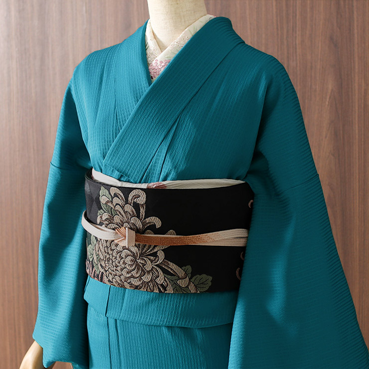 楽天市場】[ 東レシルック 糸使用] 洗える 袋帯 織・乱菊（黒）花