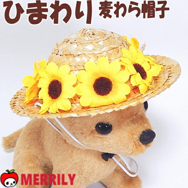 楽天市場】犬 帽子 ひまわり 麦わら帽子 ハット サンバイザー 犬の帽子