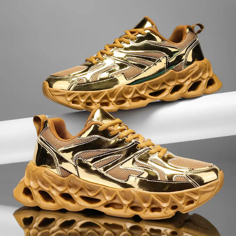 楽天市場】ド派手 ラメ箔 厚底 ゴールド スニーカー シューズ 138 靴