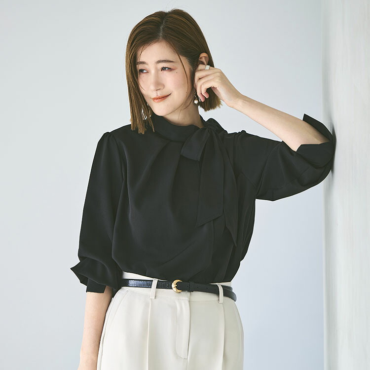 楽天市場】【洗える】レディース ブラウス 長袖ブラウス ボウタイ