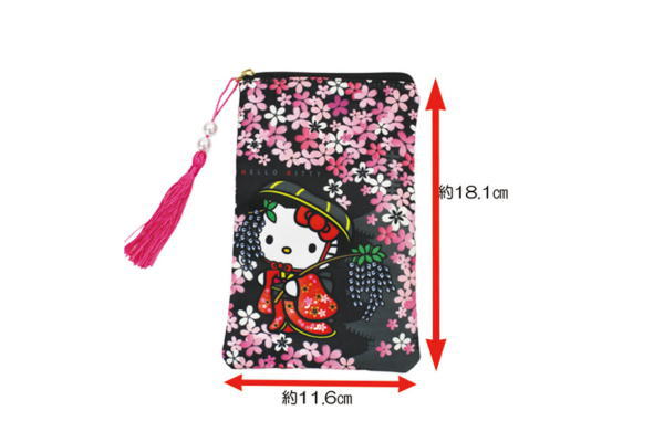 楽天市場】【ハローキティ】和柄縦長ポーチ【桜蝶】【和柄】【和風