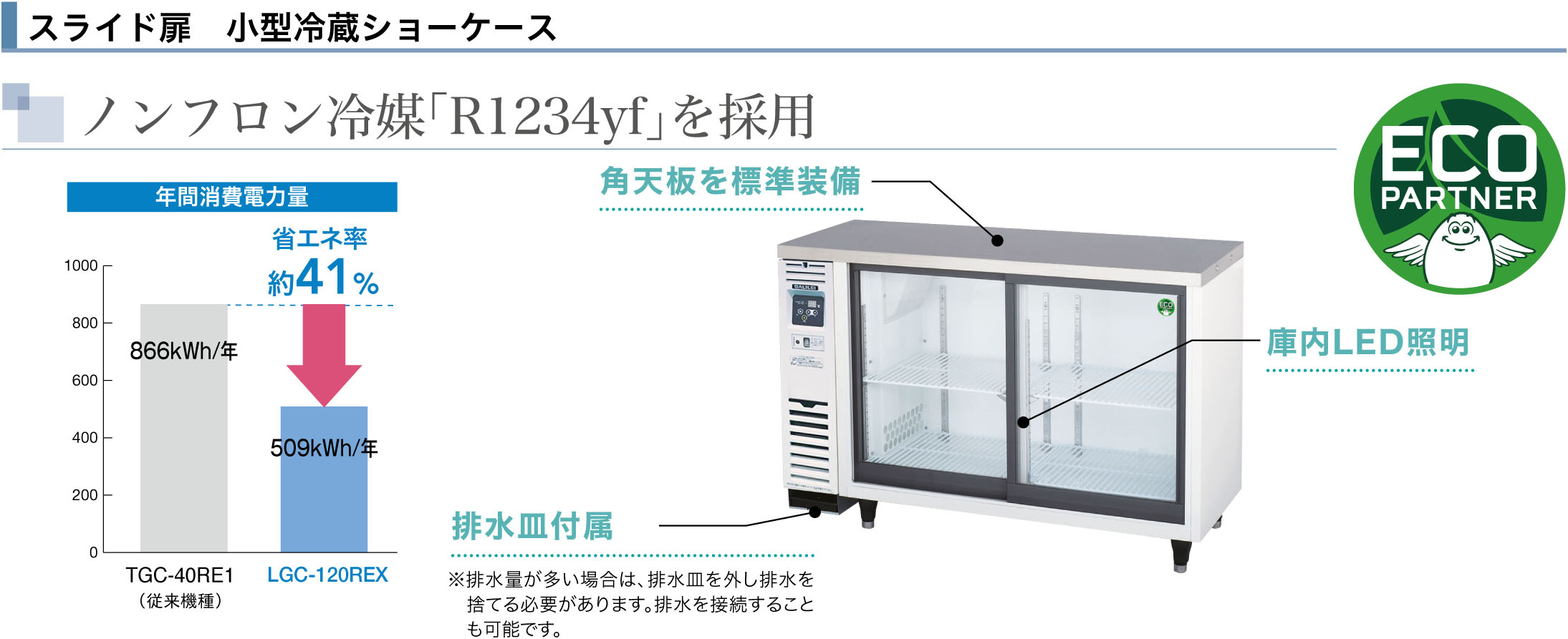 楽天市場】LGC-150REX フクシマガリレイ スライド扉小型冷蔵ショー