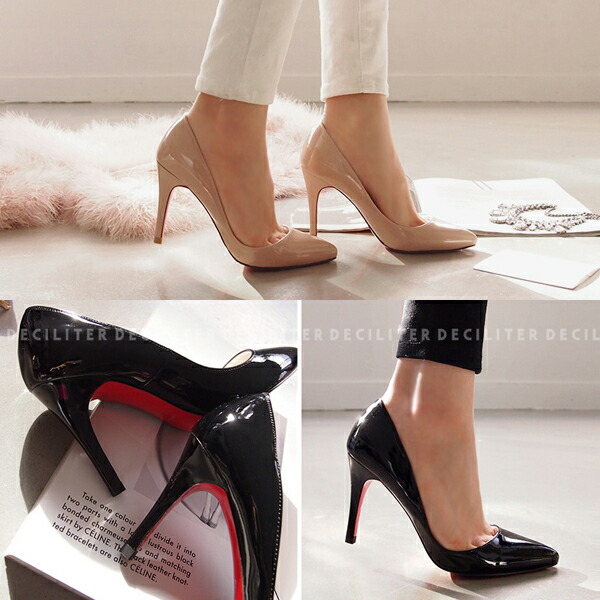 楽天市場】パンプス エナメル ポインテッドトゥ エナメル 黒 白