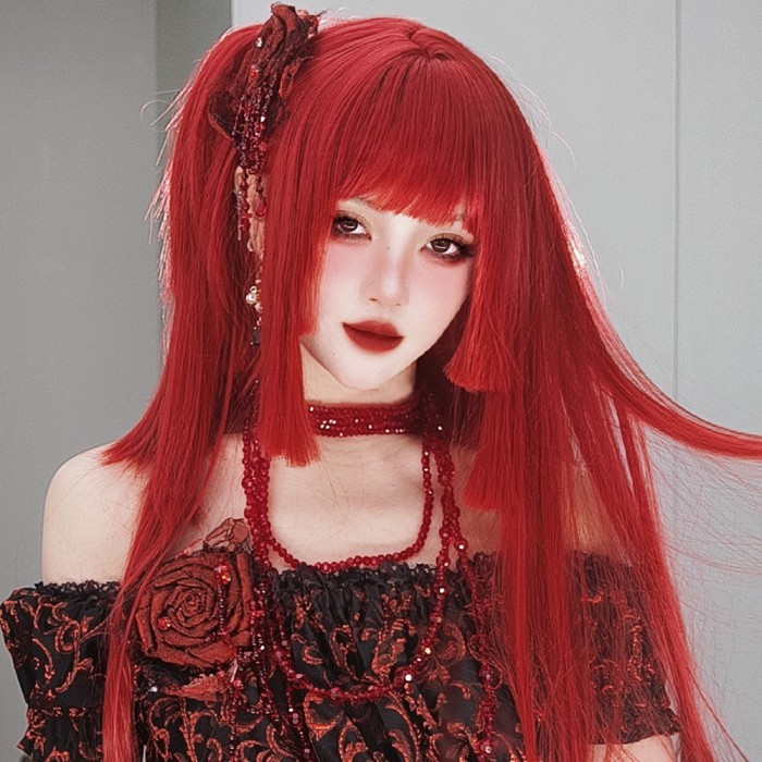 楽天市場】姫カット 中世の貴族風 ストレート レッド 赤髪 フル