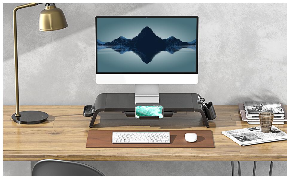 楽天市場】Fenge モニター台 机上台 机上ラック 引き出し付き 組み立て