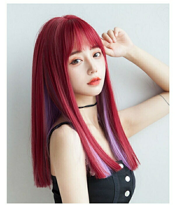 楽天市場】フルウィッグ ロング レディース ピンク パープル メッシュ