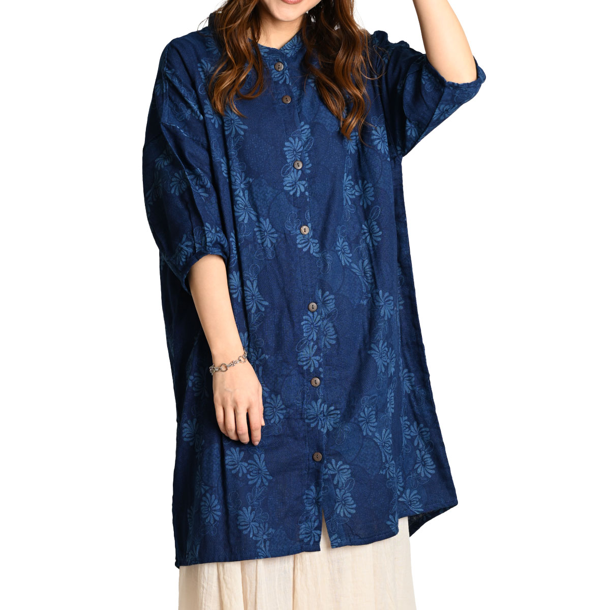 楽天市場】シャツ ブラウス レディース 春 夏 インディゴ 染め 藍染め