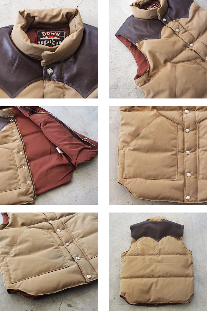 楽天市場】SUGAR CANE シュガーケーン ダウンベスト LEATHER YOKE T/C