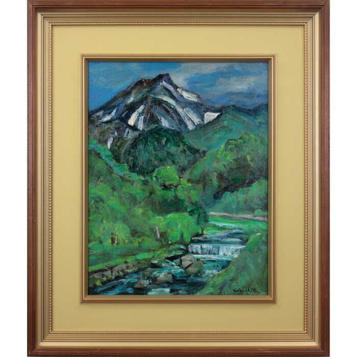 楽天市場】絵画 小林一雄 油絵・油彩画 『羅臼岳』 山 川 木 森 自然