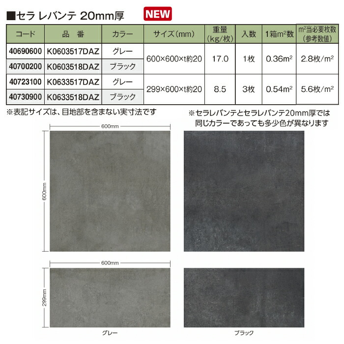 楽天市場】タカショー K0603517DAZ セラ レバンテ グレー 20mm厚 600