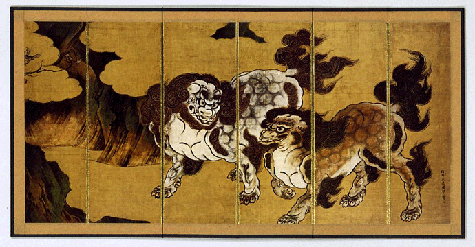 楽天市場】縮小屏風 小 ミニ 屏風 国宝 唐獅子図屏風 6曲1隻