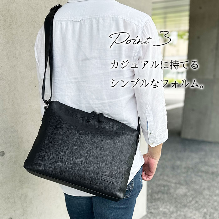 楽天市場】ショルダーバッグ 本革 牛革 レザー メンズ 男性 A4 横長