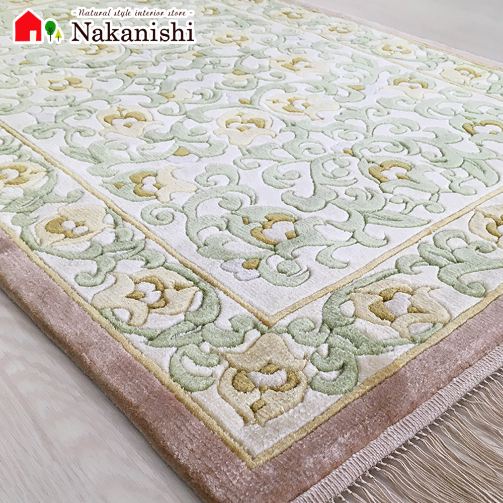 楽天市場】【中国段通 シルク 玄関マット】「若葉」絨毯(じゅうたん