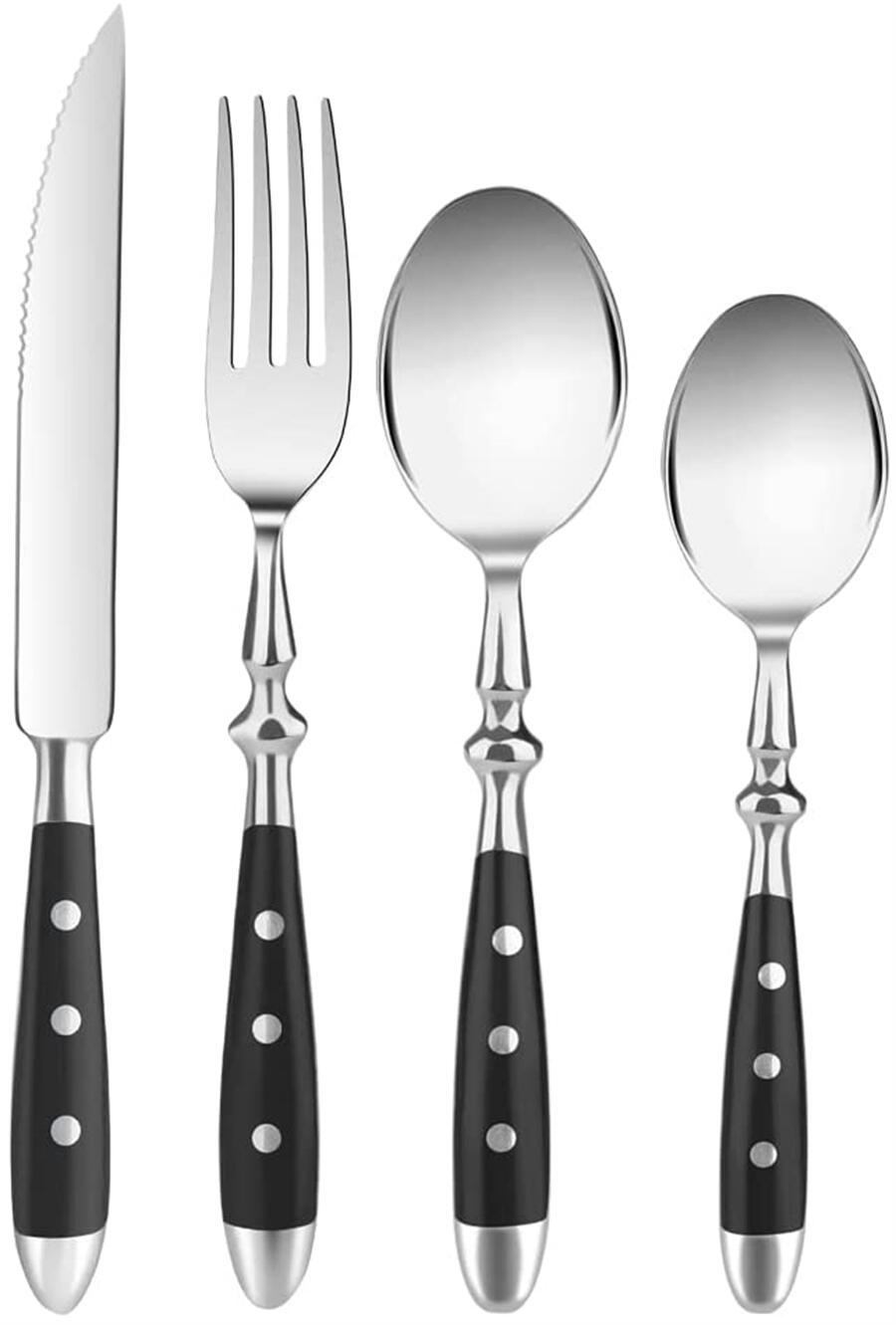 楽天市場】カトラリーセット 4点 1人用 ステンレス 黒い柄 おしゃれ