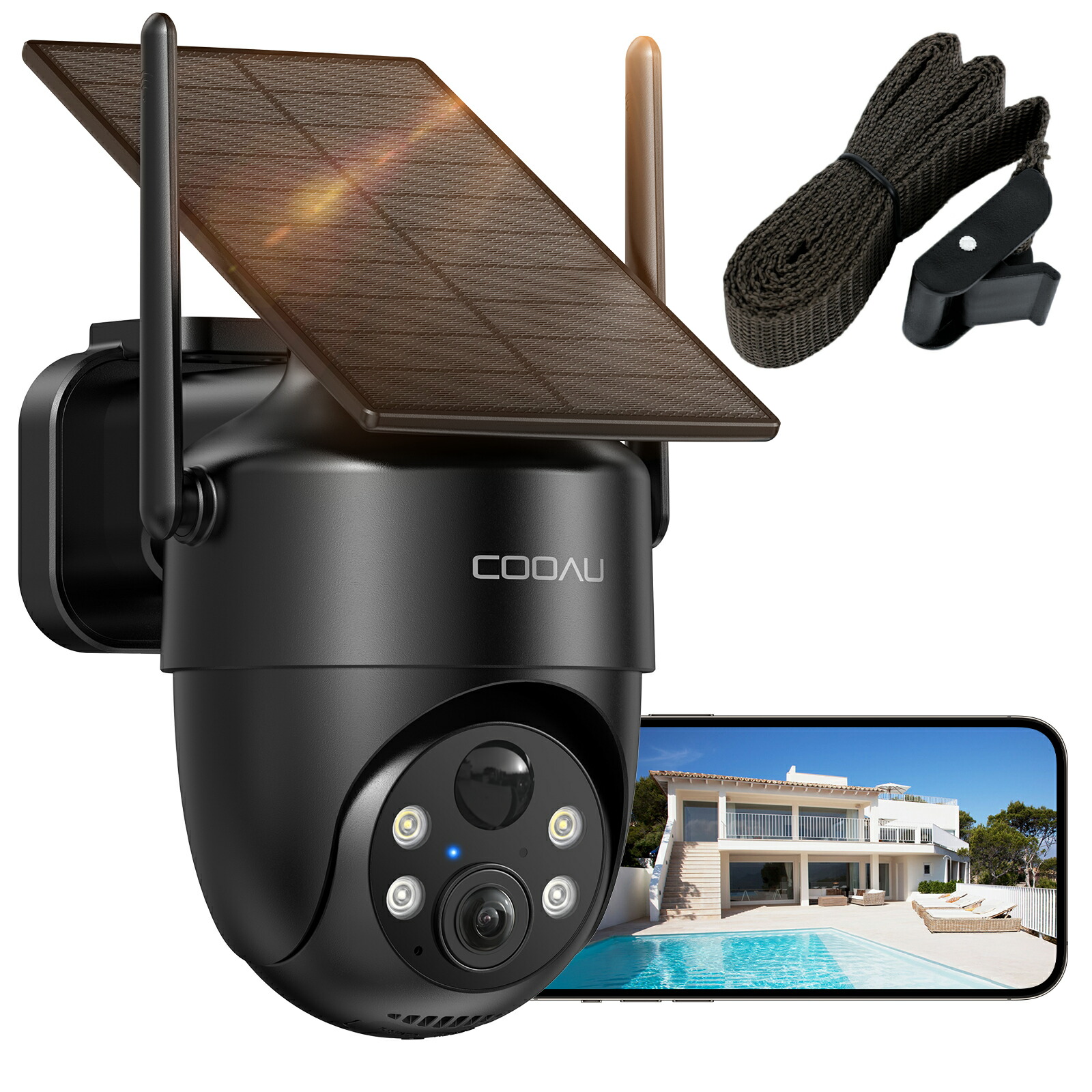 楽天市場】固定ストラップ付きで穴あけ不要【800万高画素・ ソーラー