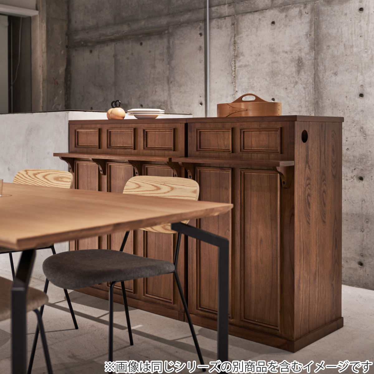 楽天市場】カウンター 天然木 背面収納 引出し付 幅60cm （ 間仕切り