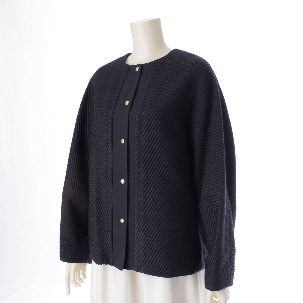 楽天市場】【ドゥロワー】DRAWER 22年 ロゴボタン ニット ノーカラー