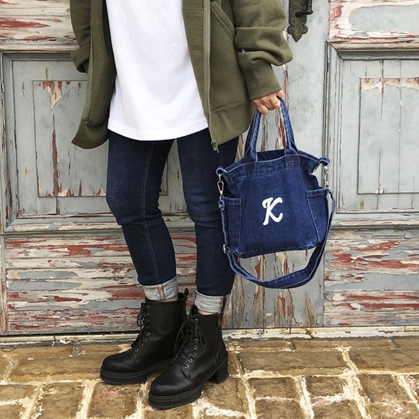 楽天市場】【イニシャル名入れ】2way デニム ミニ ショルダー トート