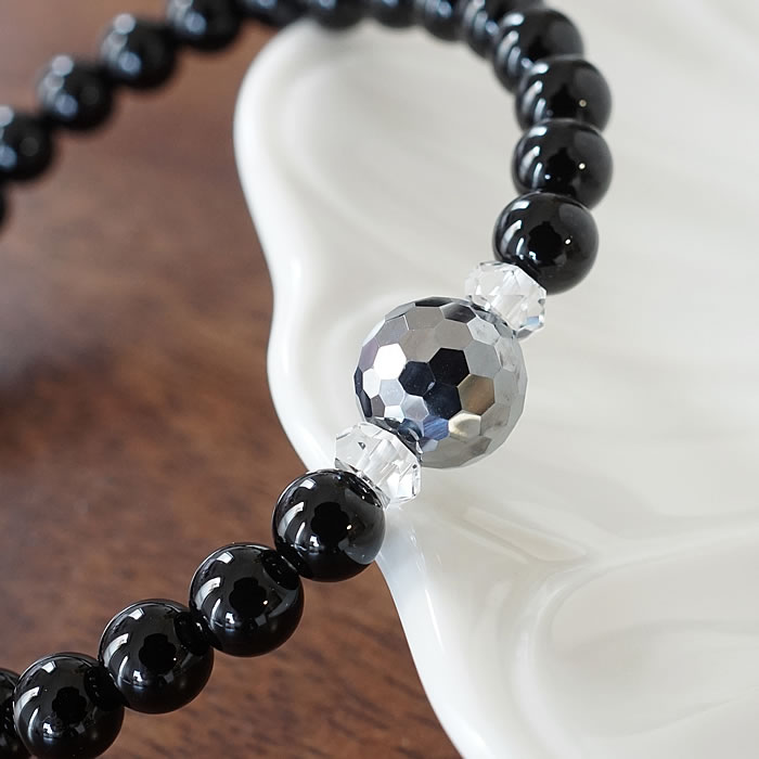 楽天市場】【高純度】テラヘルツ鉱石10mm 128面カット×オニキス6mm