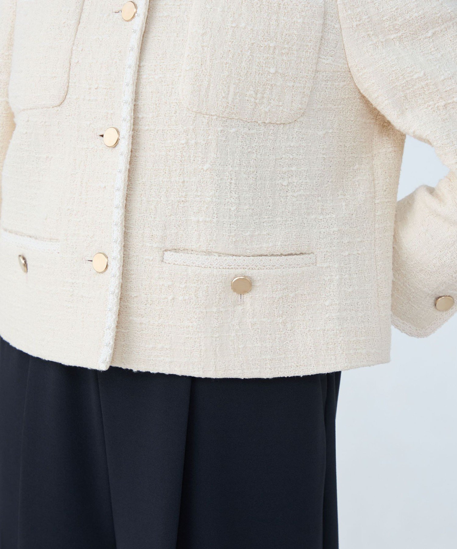 TOMORROWLAND｜スラブコットンツイード Vクルーネックジャケット