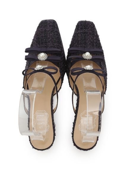 LILY BROWN｜[L.B CANDY STOCK]ビジューリボンストラップミュール