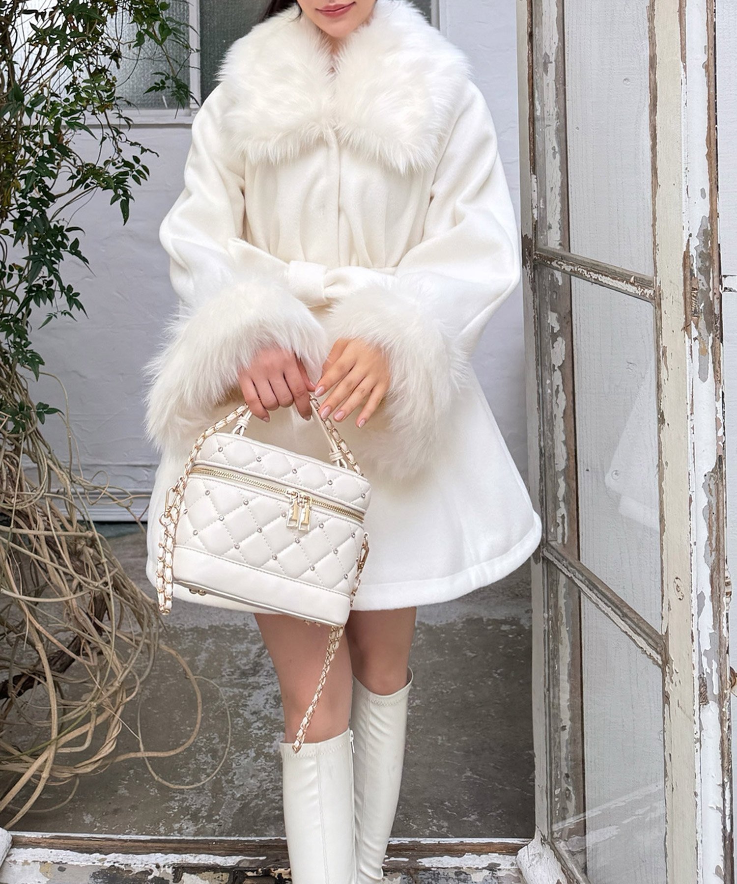 ROYAL PARTY｜ファー付ポンチョ風コート | Rakuten Fashion(楽天