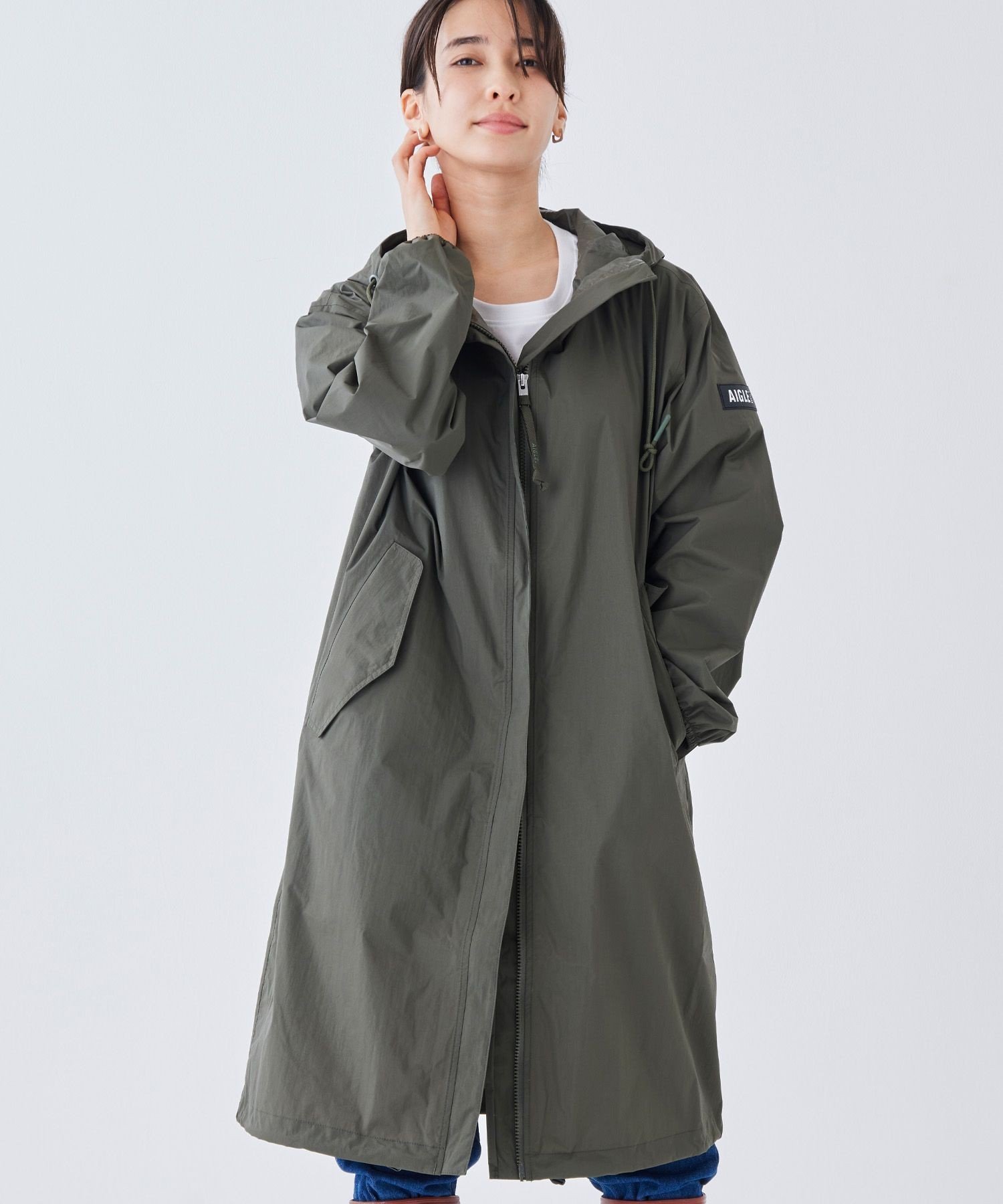 AIGLE｜透湿防水 パッカブルロングフーデッドジャケット | Rakuten