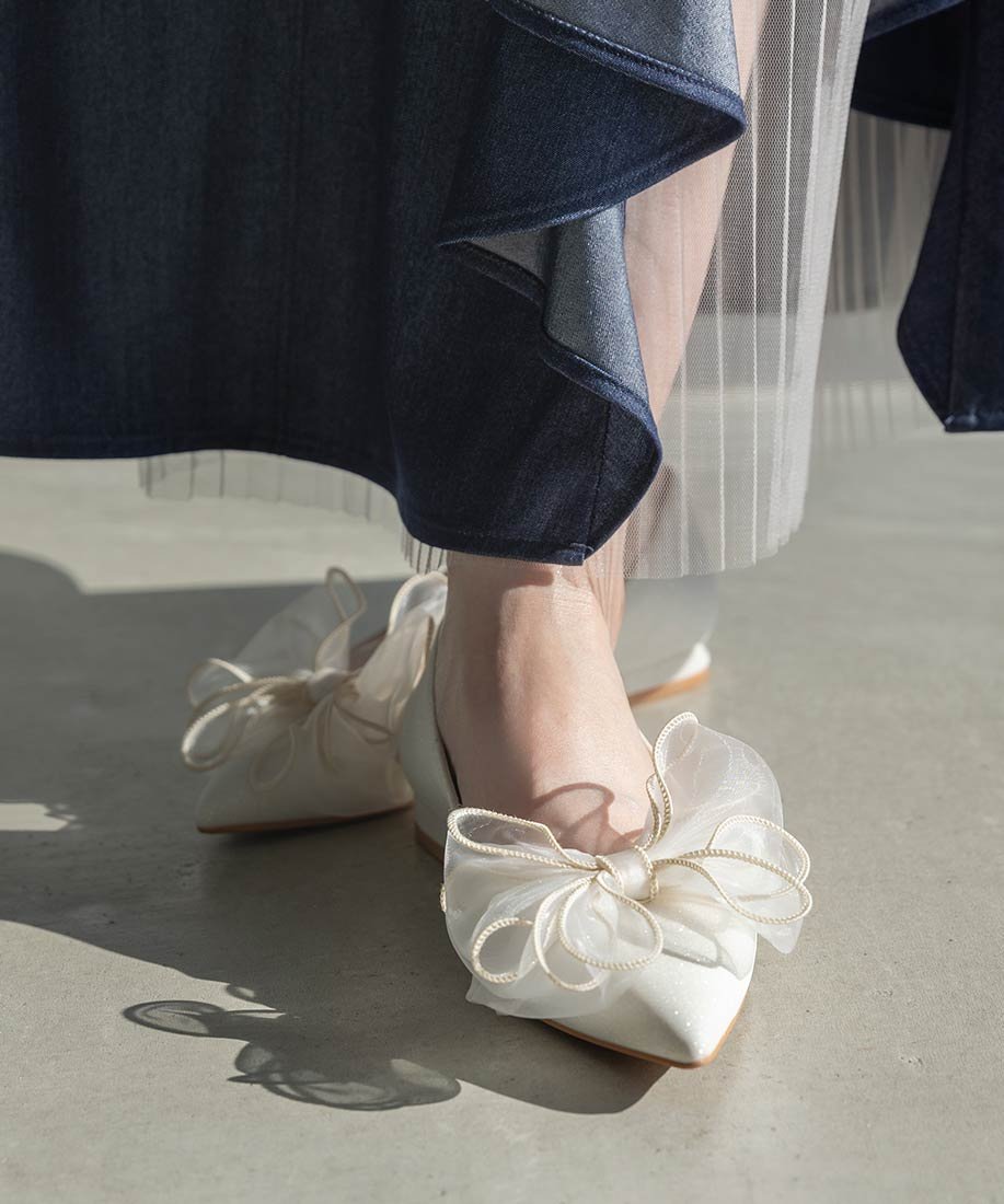 RANDA｜2WAY リボンラメフラットパンプス | Rakuten Fashion(楽天
