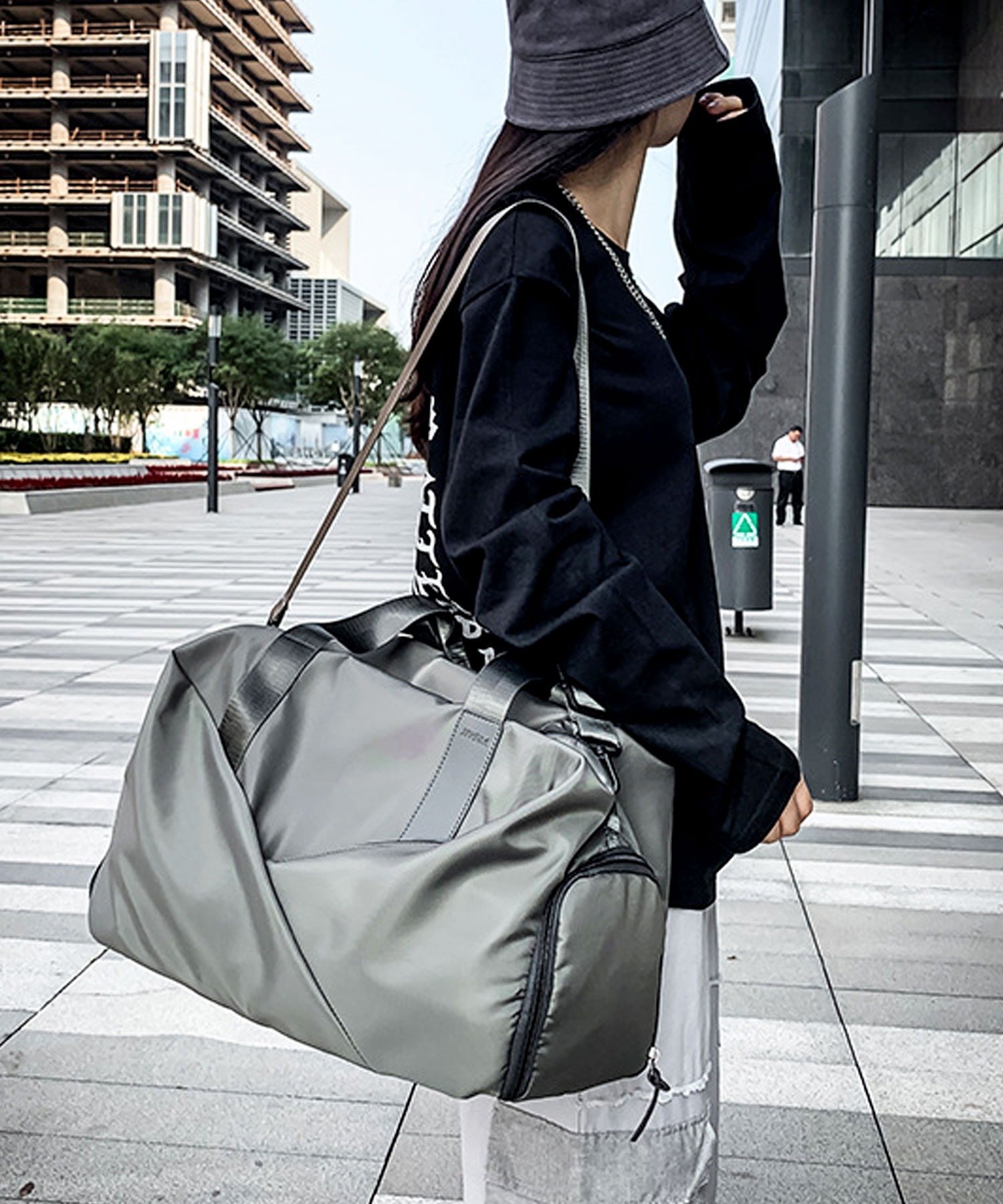 florist｜【2way】独立シューズポケットクロスタックトラベルバッグ