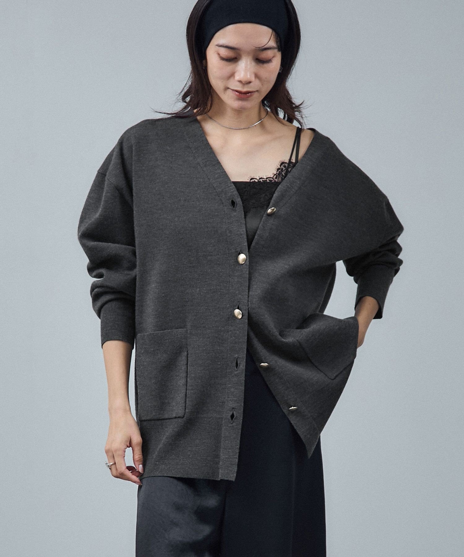 SALON adam et rope'｜ウールVネック金ボタンカーディガン | Rakuten