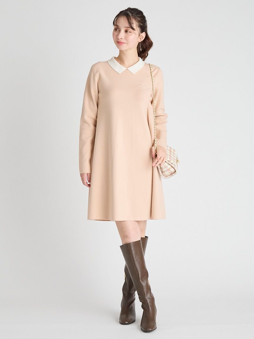 CELFORD｜衿付きAラインニットワンピース | Rakuten Fashion(楽天