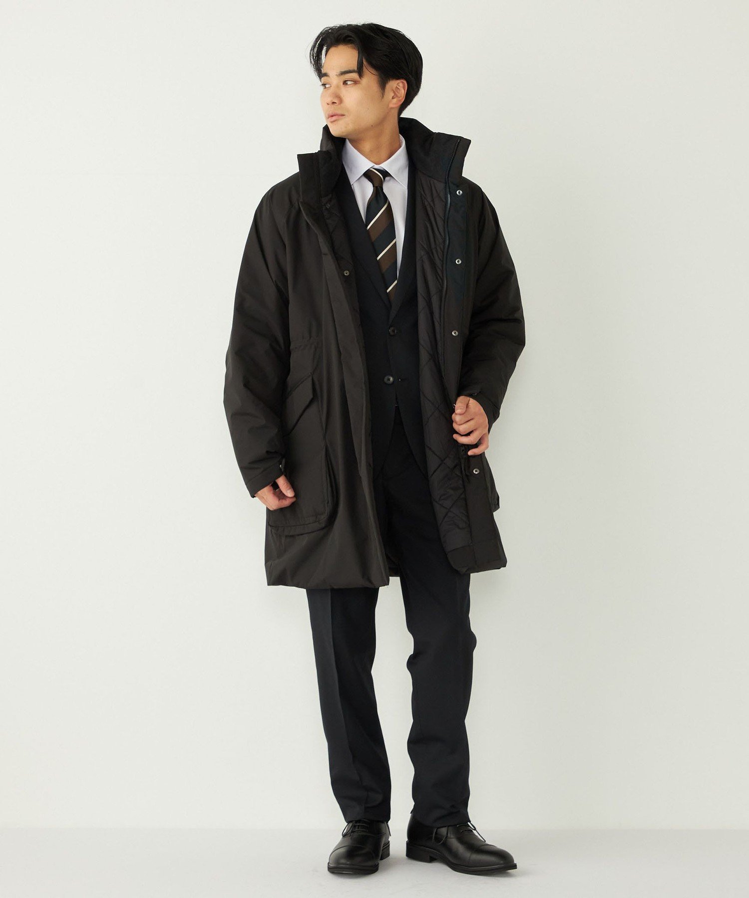 ships ブラック フリース モッズコート サイズ38 SHIPS Colors（シップスカラーズ） SHIPS Colors:〈撥水・防風〉中綿