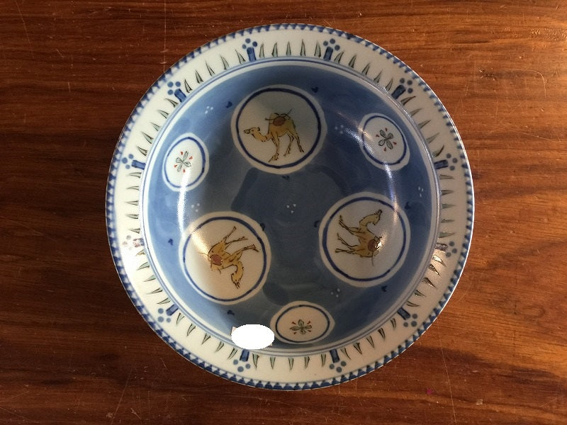 明治～大正期 輸出向 有田焼 色絵人物図 窓絵 アンティーク 植木鉢