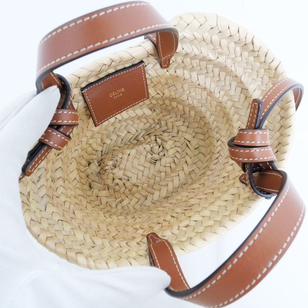 名東】【CELINE】セリーヌ ミニトリオンフ パニエ ナチュラル タン