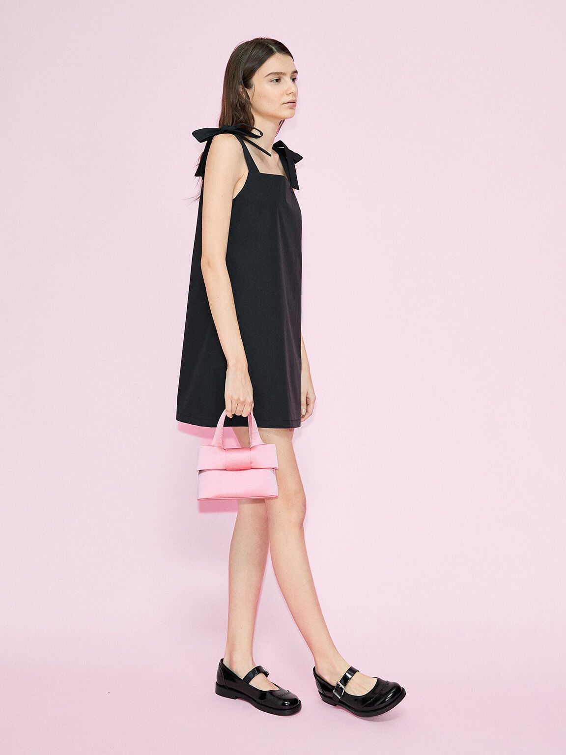 サテン ボウバケツバッグ - フラミンゴピンク | CHARLES & KEITH