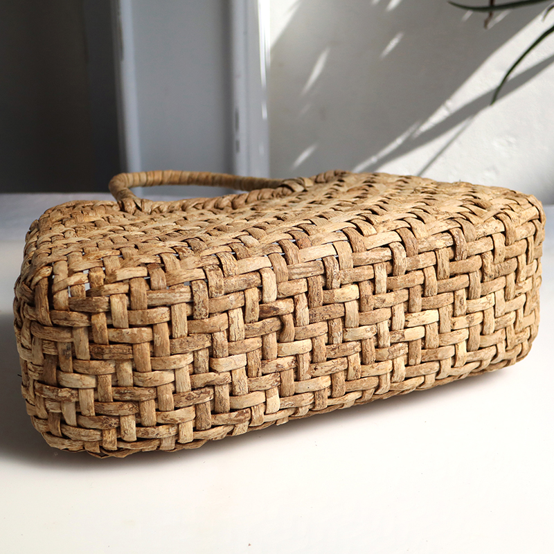 くるみ・カゴバッグ/網代編み・扇型/中サイズ 幅34cmx本体の高さ19cmx