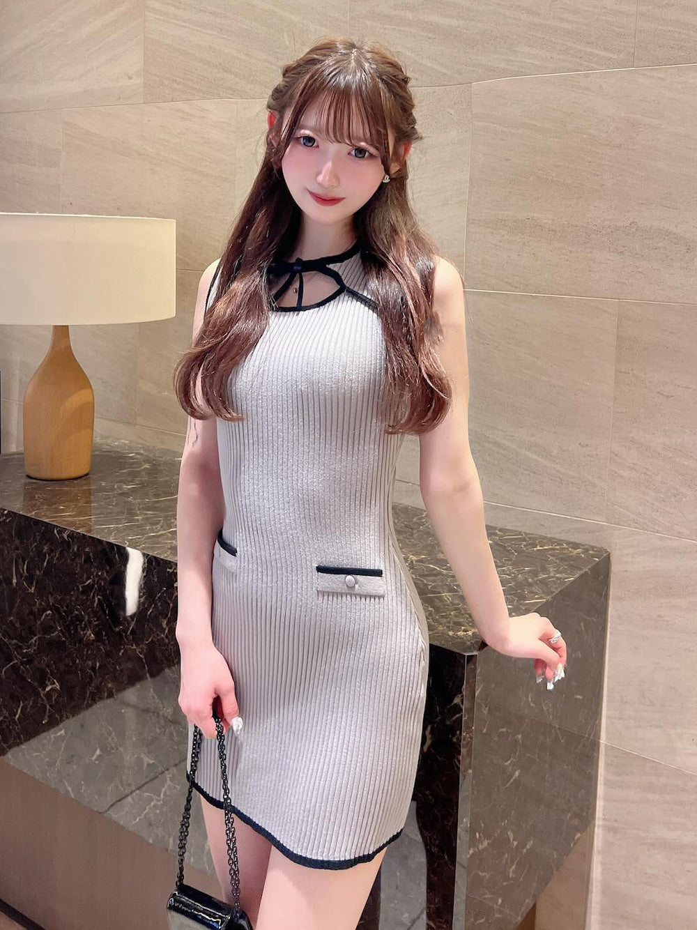 デコルテオープンニットミニワンピース – Darich (ダーリッチ)