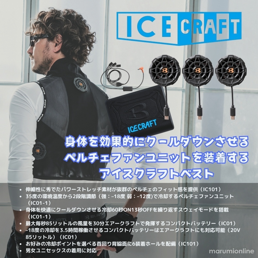 バートル ペルチェ IC101S アイスクラフト フルセット 冷却ベスト