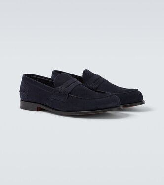 Suede loafers in grey - Giorgio Armani | Mytheresa